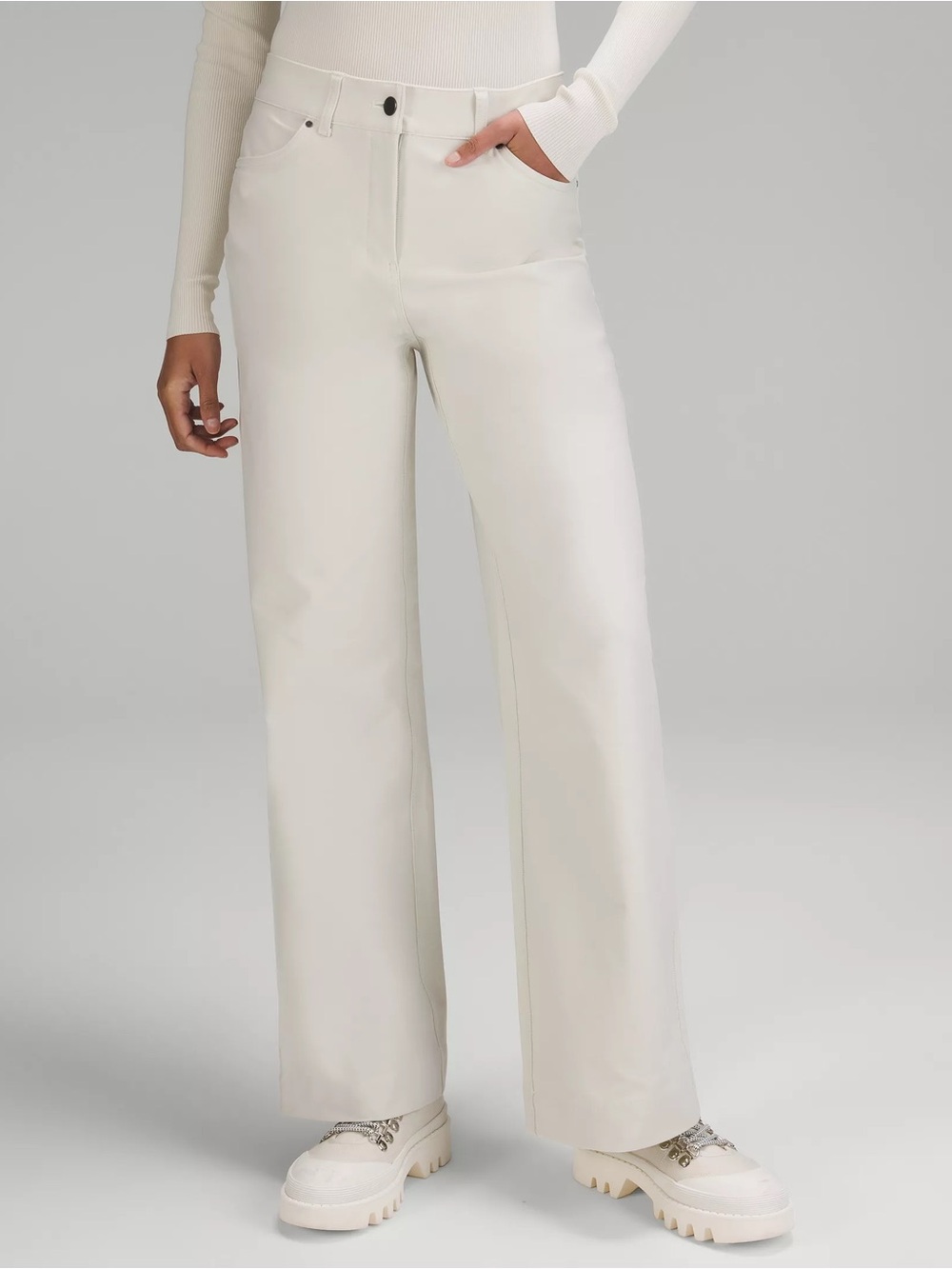 Lululemon City Sleek 5 Pocket High Rise Wide Leg Pant Utilitech Bone 29